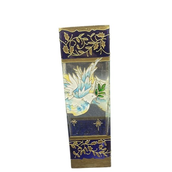 Joan Baker Designs Peace Dove Stained Glass Votive Candle Holder Tiffany 2003 - Picture 4 of 7